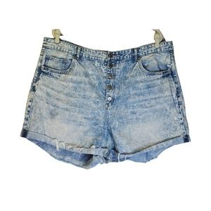 American Eagle 22 Mom Short Button Fly Stone Wash Rolled Cut Off Festival